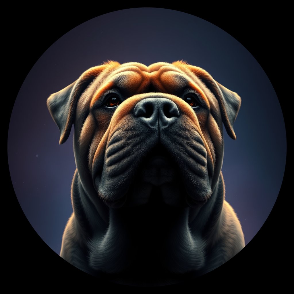 Cosmic medallion portrait of PFZ9B04_PFZ9B04, a Chinese Shar Pei