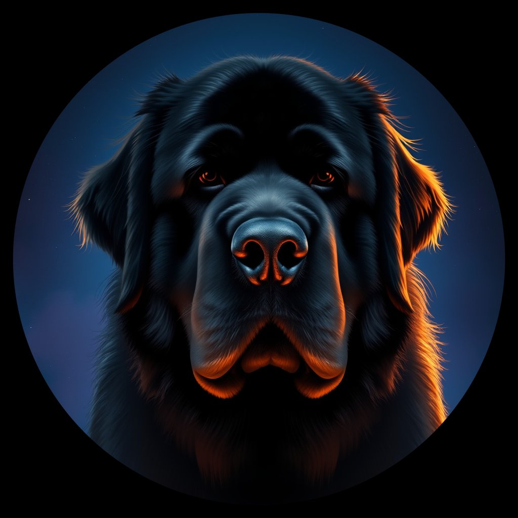 Cosmic medallion portrait of PFZ9B07_PFZ9B07, a Newfoundland