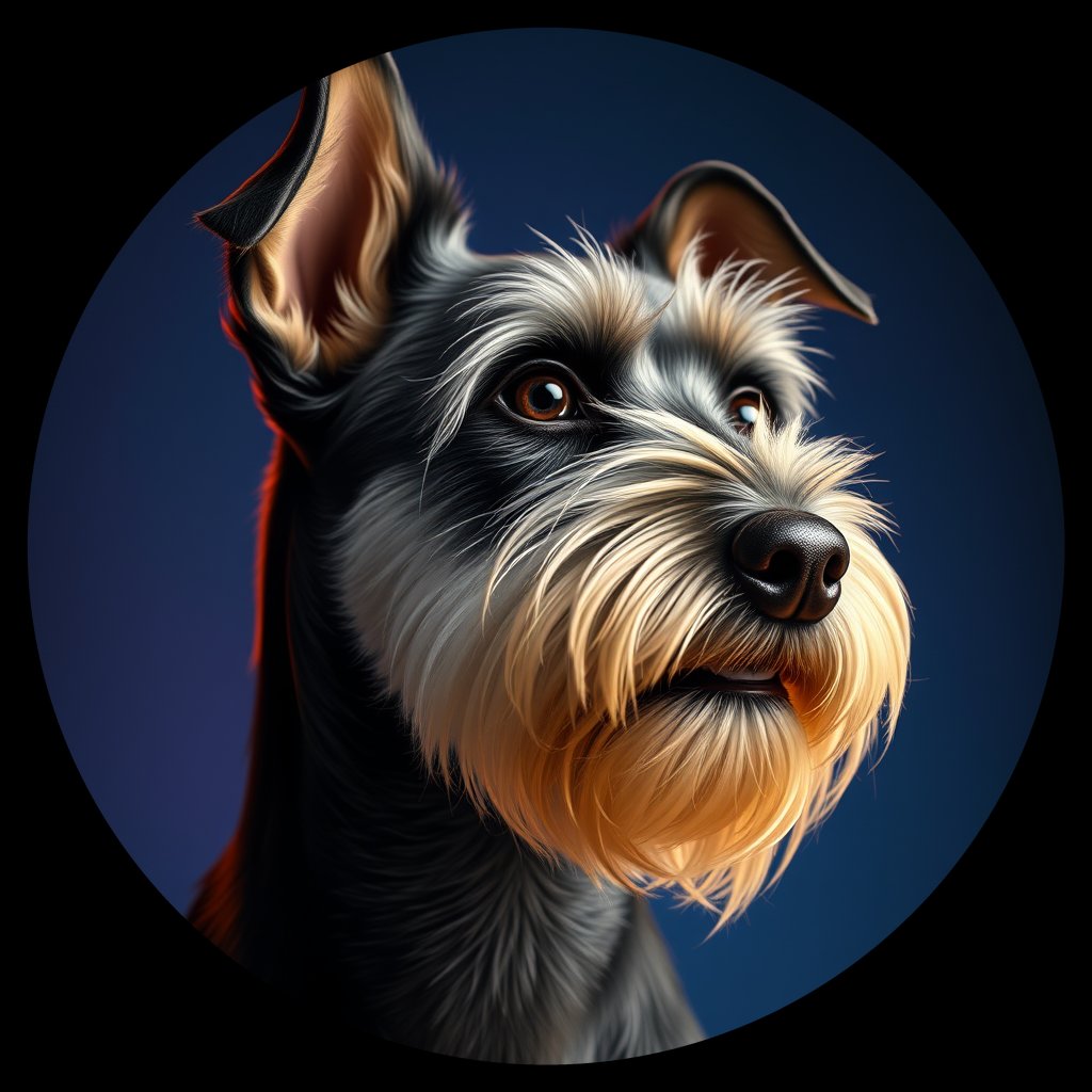 Cosmic medallion portrait of PFZ9C03_PFZ9C03, a Miniature Schnauzer
