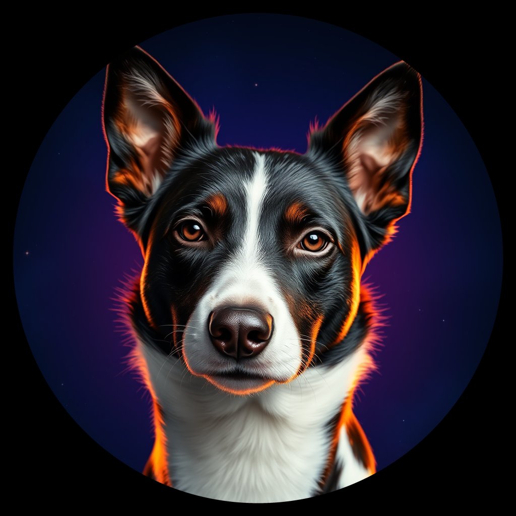 Cosmic medallion portrait of PFZ9C05_PFZ9C05, a Border Collie