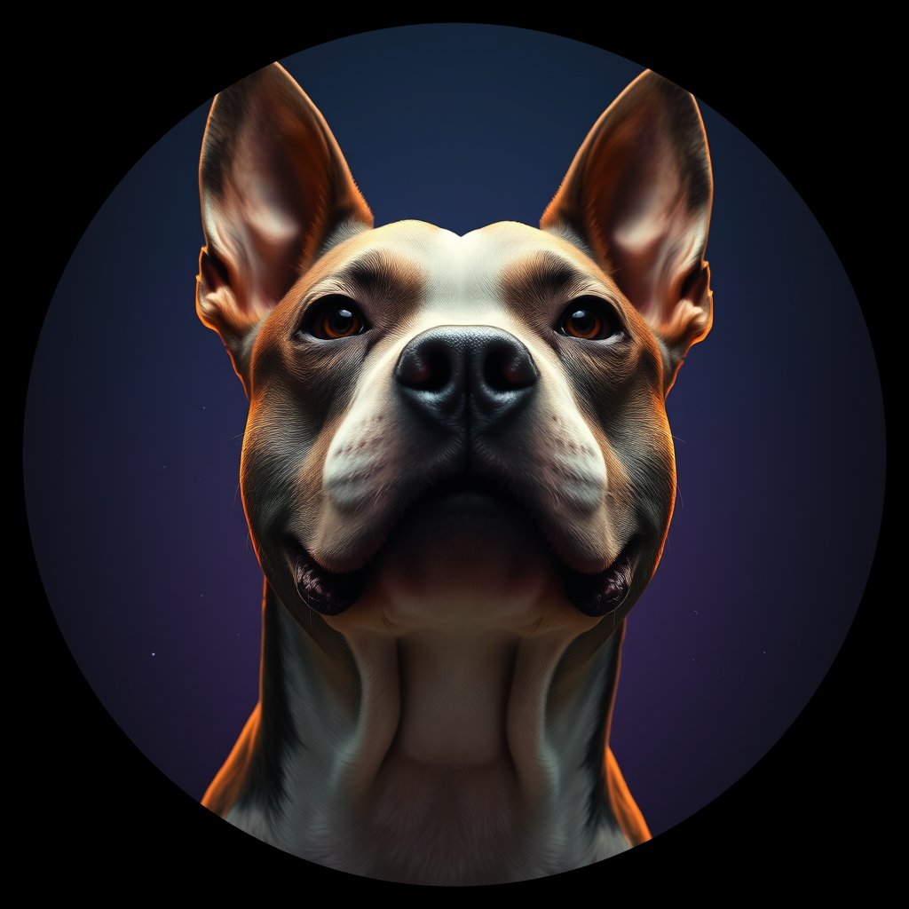Cosmic medallion portrait of PFZ9C08_PFZ9C08, a Staffordshire Bull Terrier