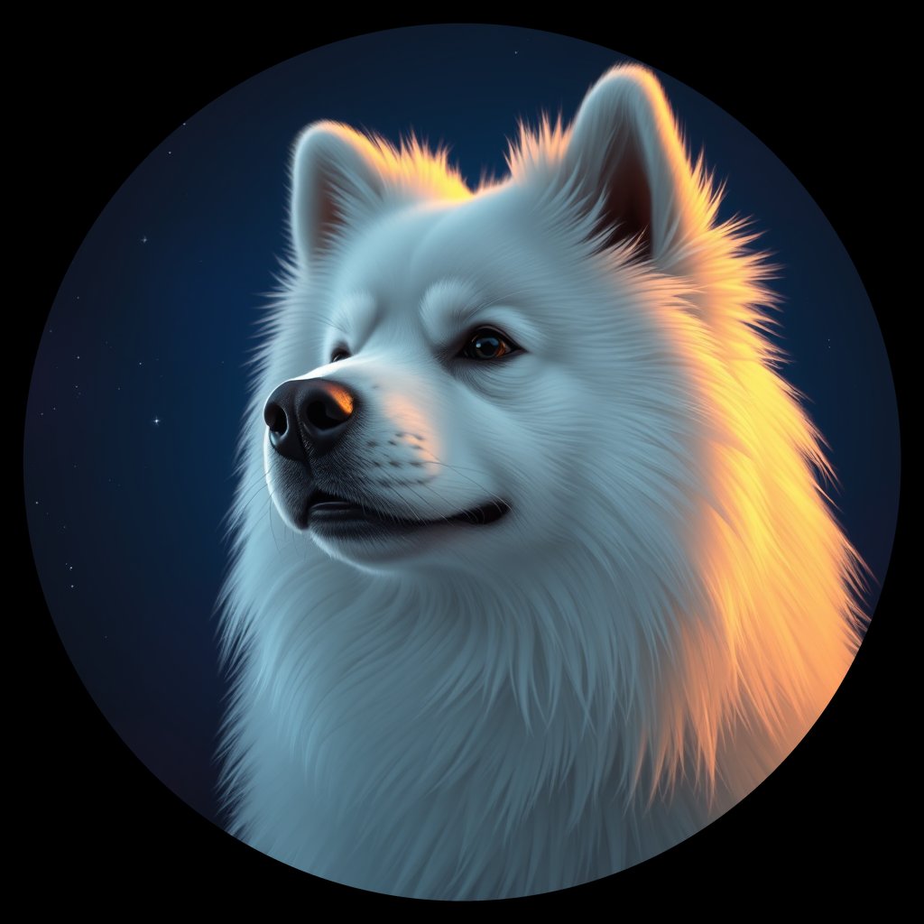 Cosmic medallion portrait of PFZ9C09_PFZ9C09, a Samoyed