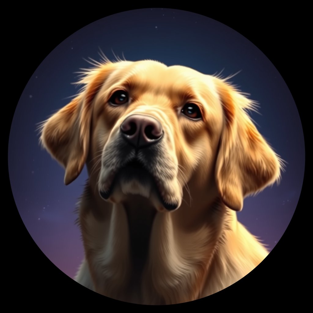 Cosmic medallion portrait of PFZ9C10_PFZ9C10, a Golden Retriever