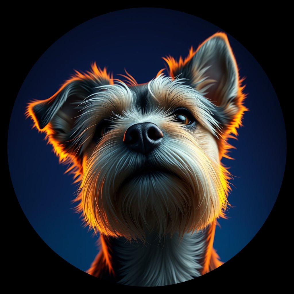 Cosmic medallion portrait of PFZ9C12_PFZ9C12, a Tibetan Terrier