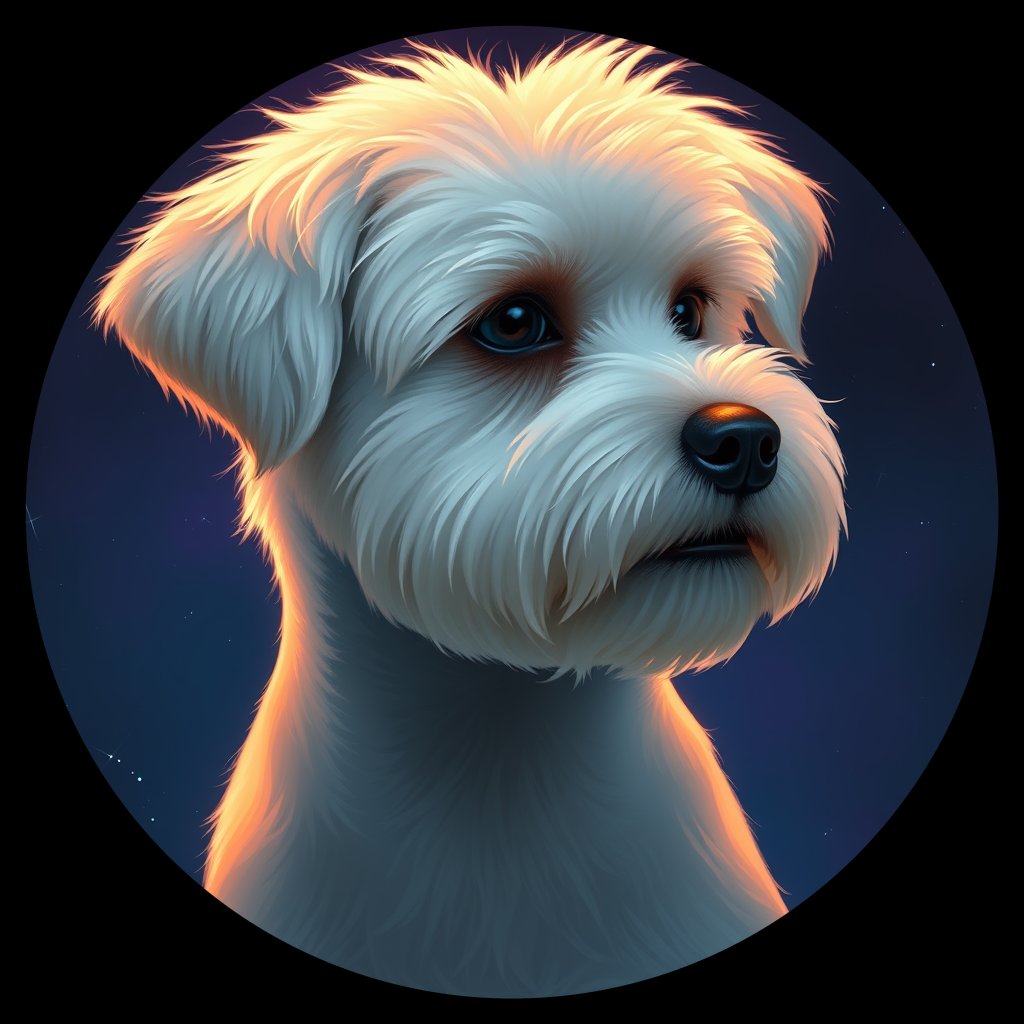 Cosmic medallion portrait of PFZ9D01_PFZ9D01, a Maltese
