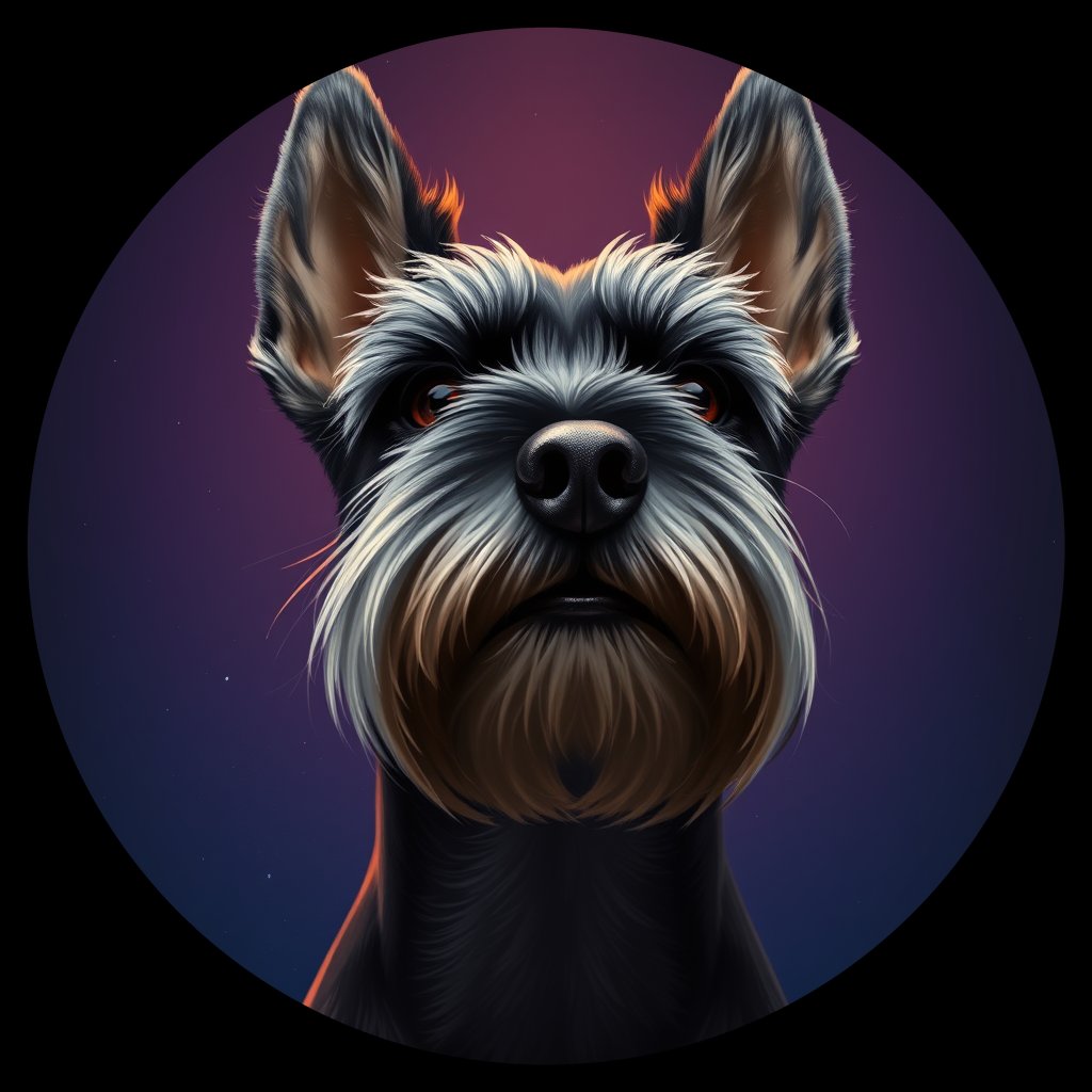 Cosmic medallion portrait of PFZ9D03_PFZ9D03, a Miniature Schnauzer