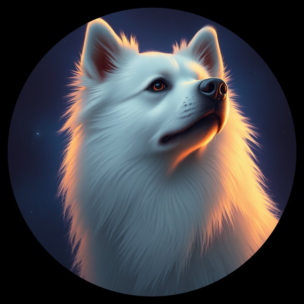 Cosmic medallion portrait of PFZ9D05_PFZ9D05, a Samoyed