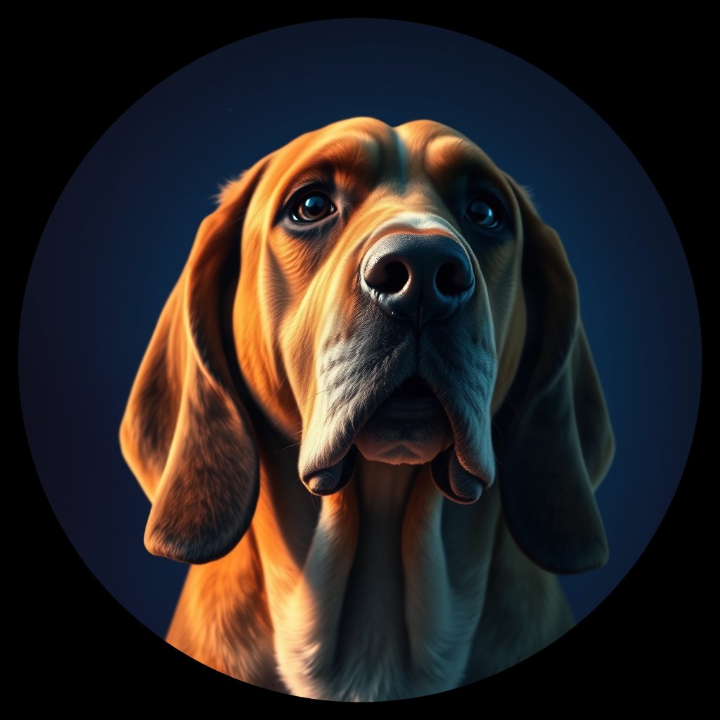 Cosmic medallion portrait of PFZ9D11_PFZ9D11, a Basset Hound