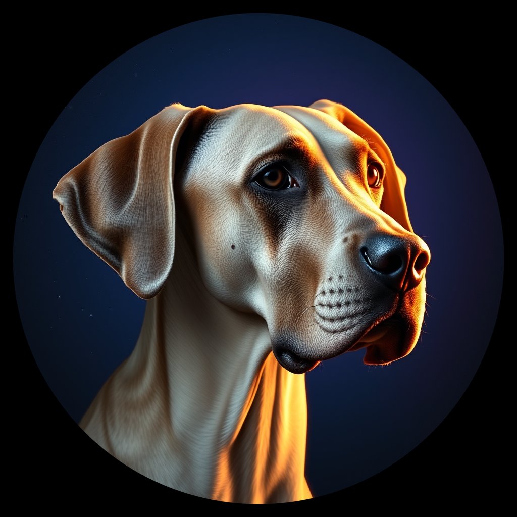Cosmic medallion portrait of PFZ9E02_PFZ9E02, a Great Dane