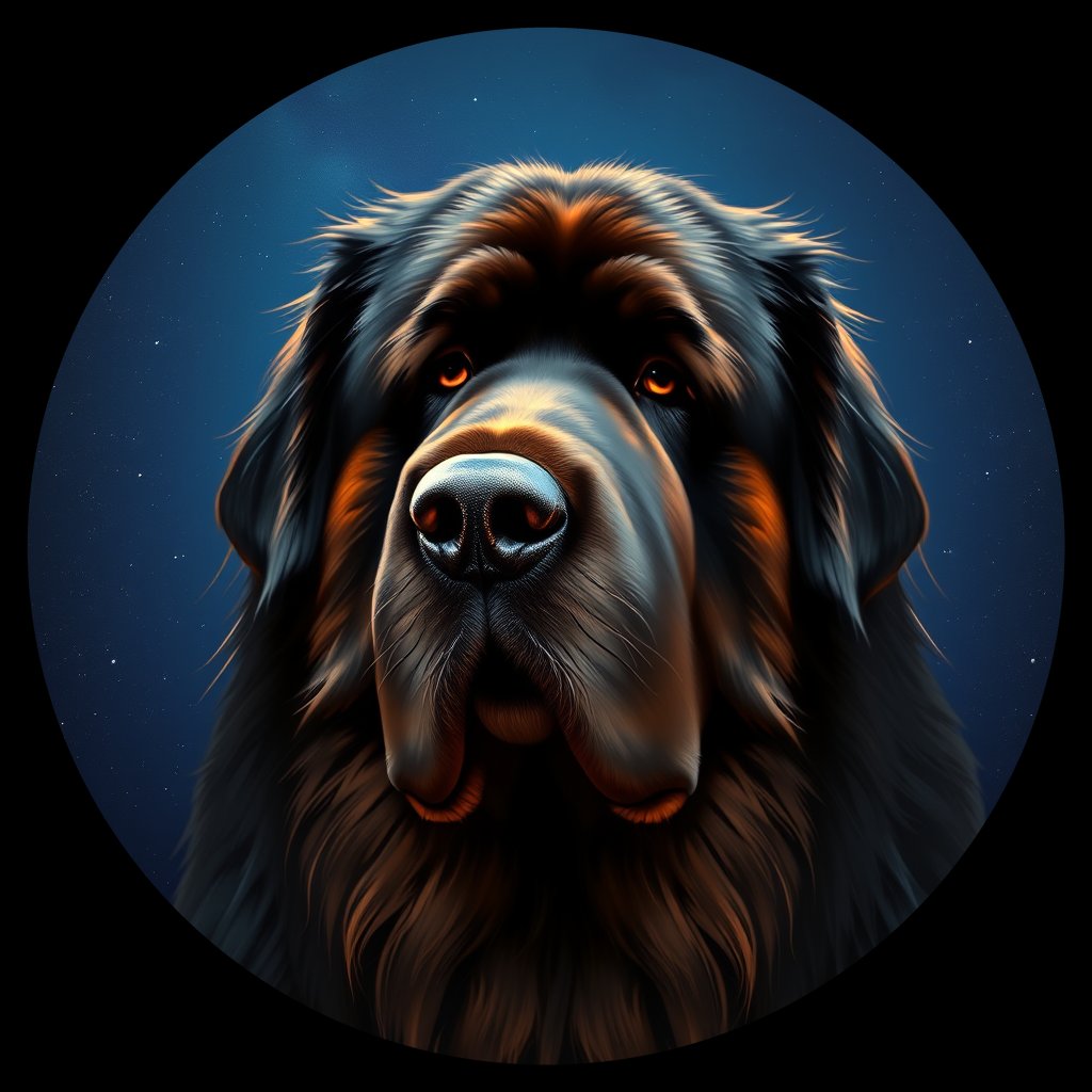 Cosmic medallion portrait of PFZ9E03_PFZ9E03, a Newfoundland