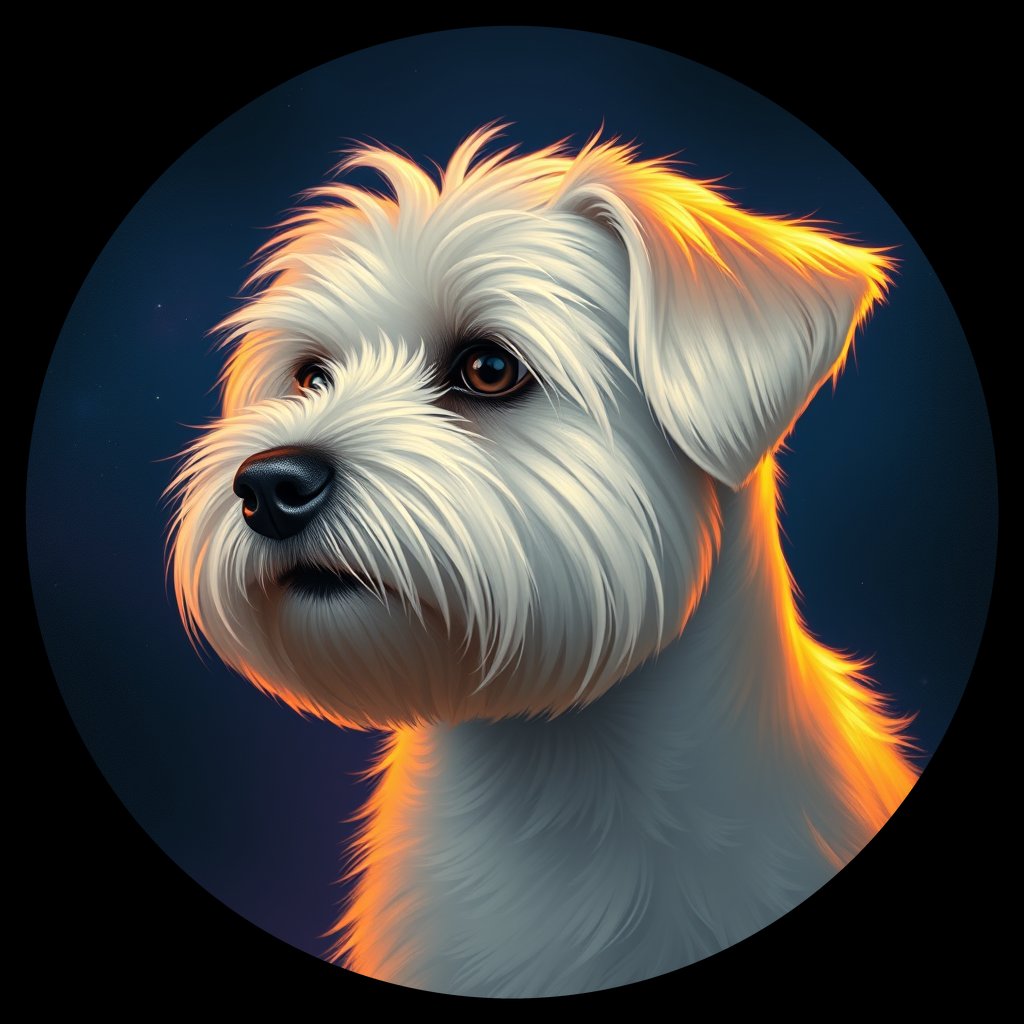 Cosmic medallion portrait of PFZ9F01_PFZ9F01, a Maltese