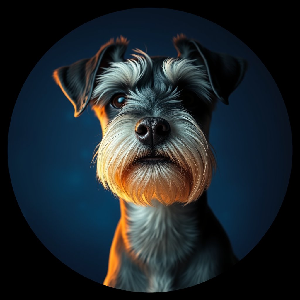 Cosmic medallion portrait of PFZ9F02_PFZ9F02, a Miniature Schnauzer