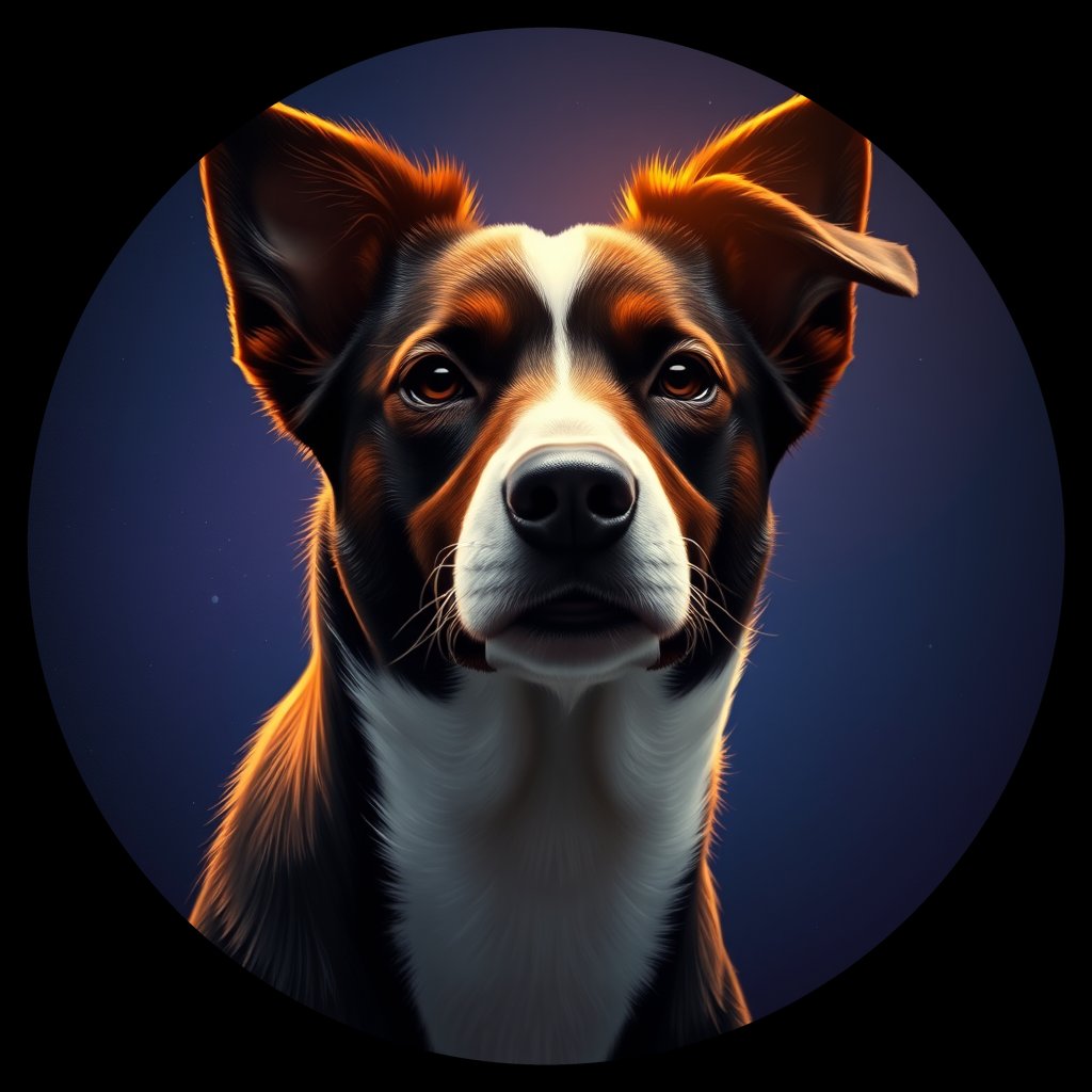 Cosmic medallion portrait of PFZ9F06_PFZ9F06, a Border Collie