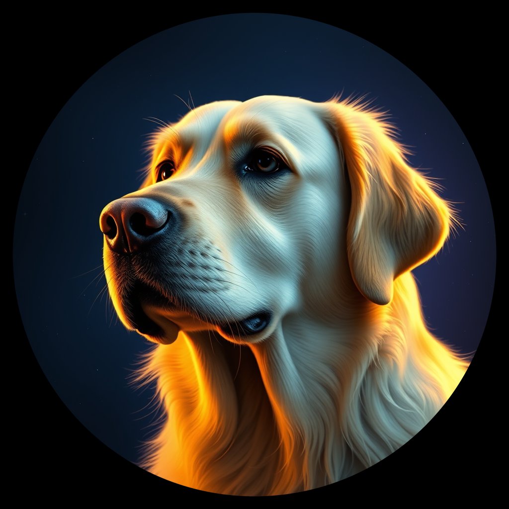 Cosmic medallion portrait of PFZ9F10_PFZ9F10, a Golden Retriever