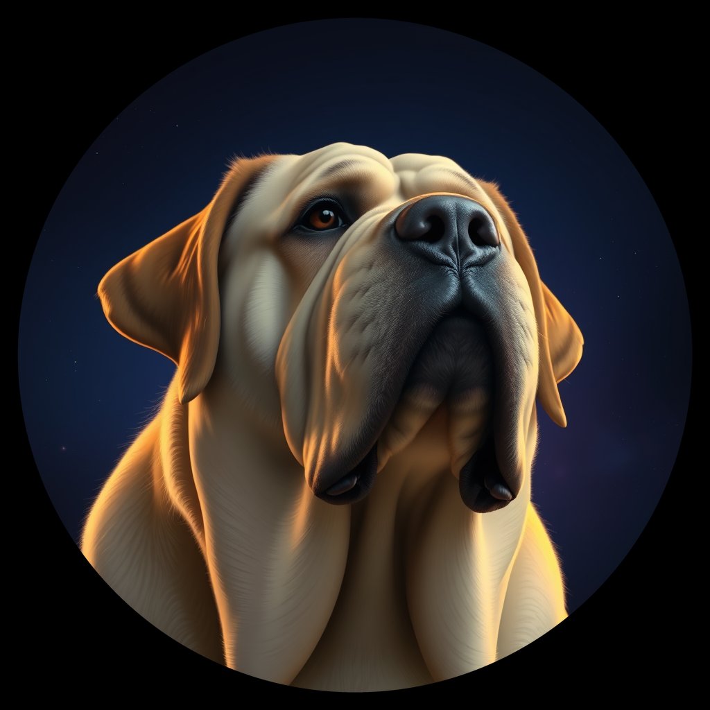 Cosmic medallion portrait of PFZ9F12_PFZ9F12, a Mastiff