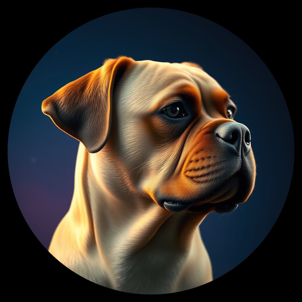 Cosmic medallion portrait of PFZ9G08_PFZ9G08, a Rottweiler