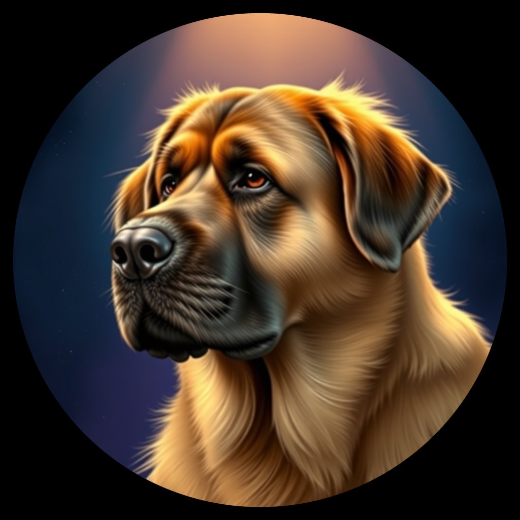 Cosmic medallion portrait of PFZ9G12_PFZ9G12, a Leonberger