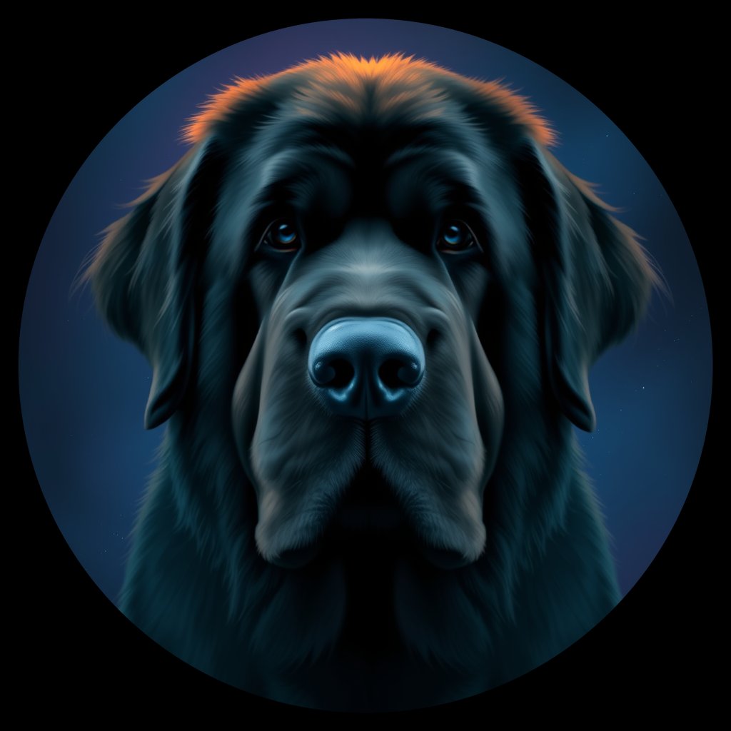 Cosmic medallion portrait of PFZ9H01_PFZ9H01, a Newfoundland