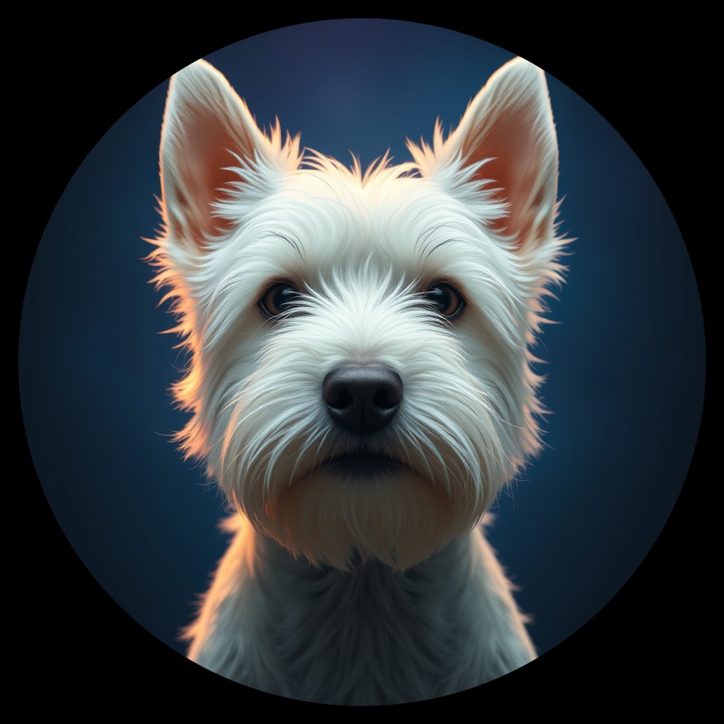 Cosmic medallion portrait of PFZ9H03_PFZ9H03, a West Highland White Terrier