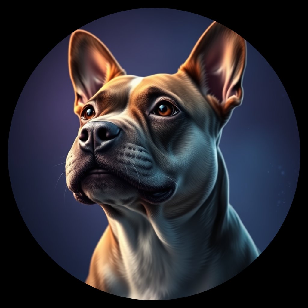 Cosmic medallion portrait of PFZ9H05_PFZ9H05, a Staffordshire Bull Terrier