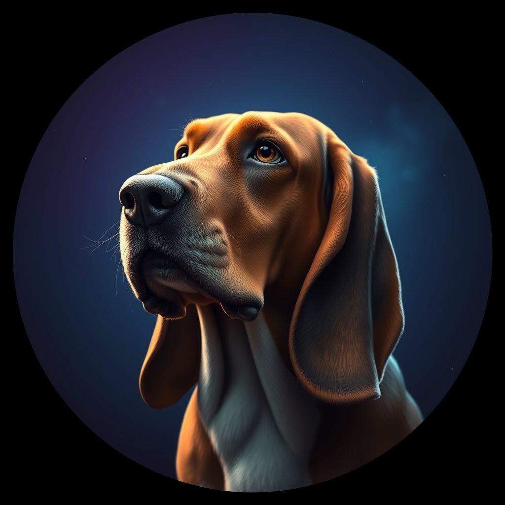 Cosmic medallion portrait of PFZ9H07_PFZ9H07, a Basset Hound