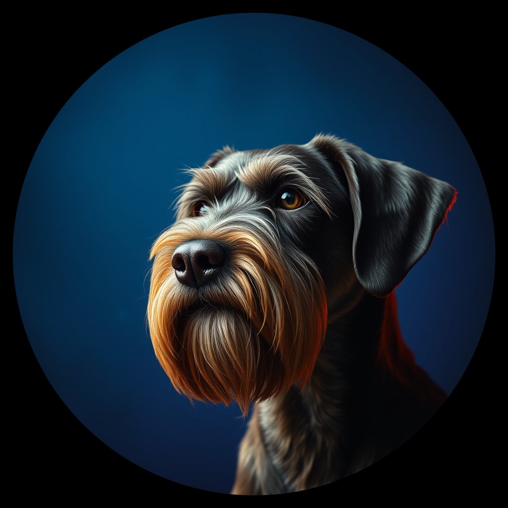 Cosmic medallion portrait of PFZ9H10_PFZ9H10, a Wirehaired Pointing Griffon