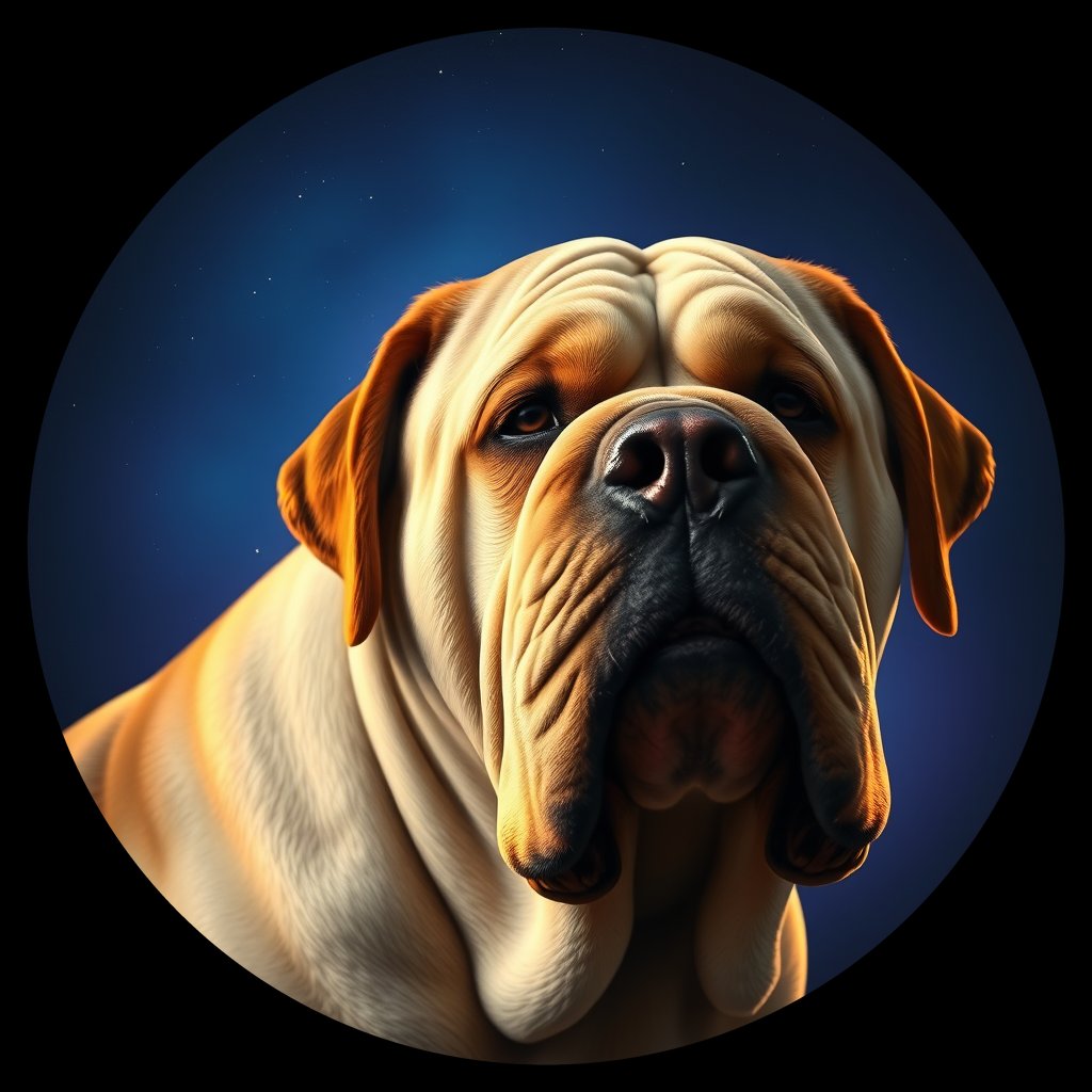 Cosmic medallion portrait of PFZ9H11_PFZ9H11, a Mastiff