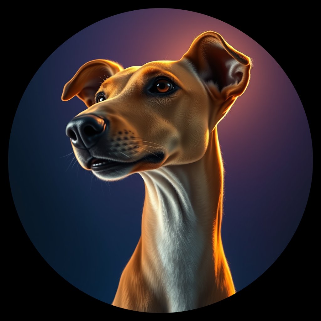 Cosmic medallion portrait of PHAR_PHAR_34D11, a Pharaoh Hound