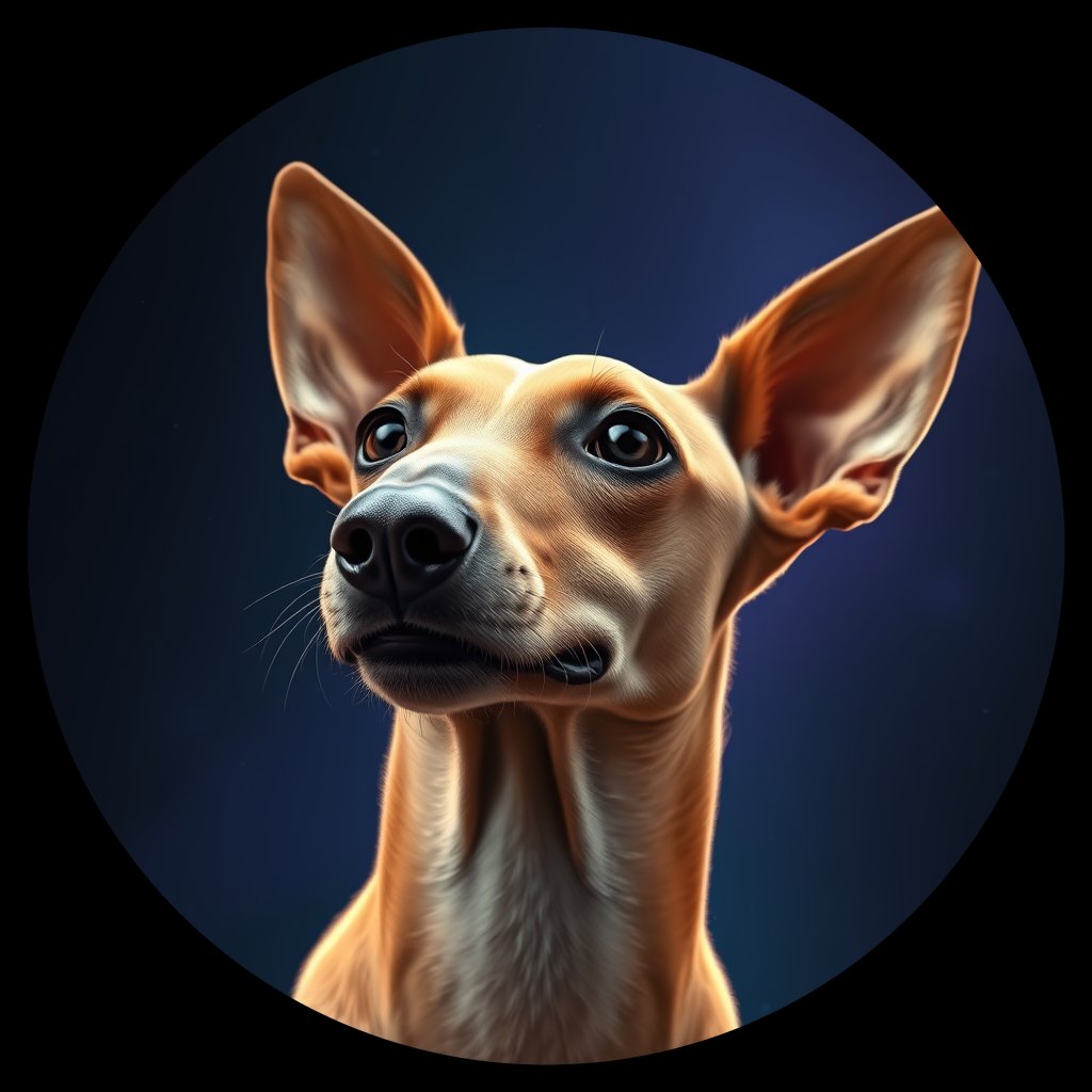 Cosmic medallion portrait of PHAR_PHAR_34E11, a Pharaoh Hound