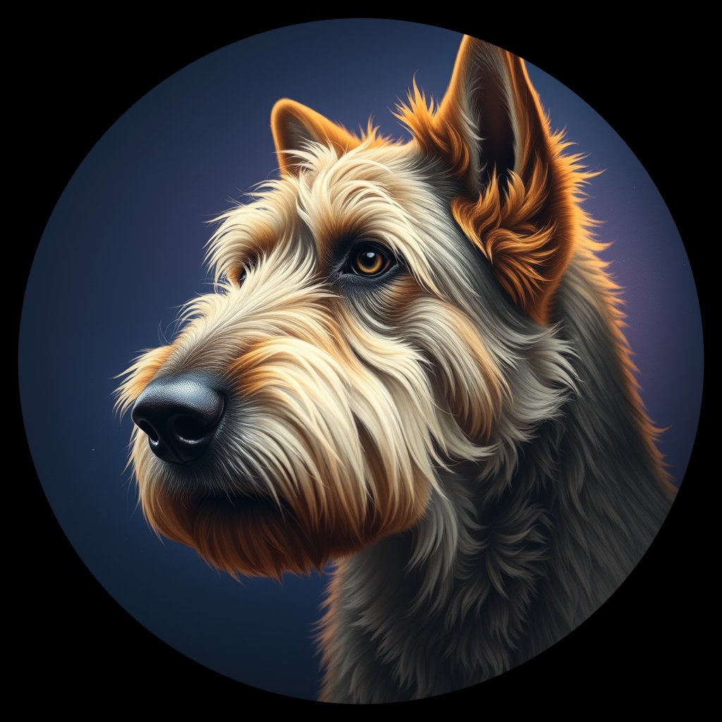 Cosmic medallion portrait of POL_POL_13PL, a Polish Lowland Sheepdog