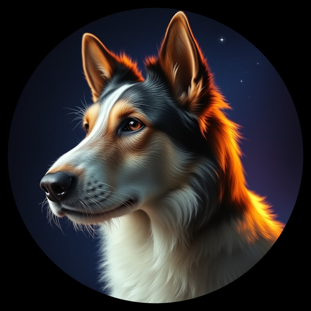 Cosmic medallion portrait of POL_POL_14PL, a Polish Lowland Sheepdog