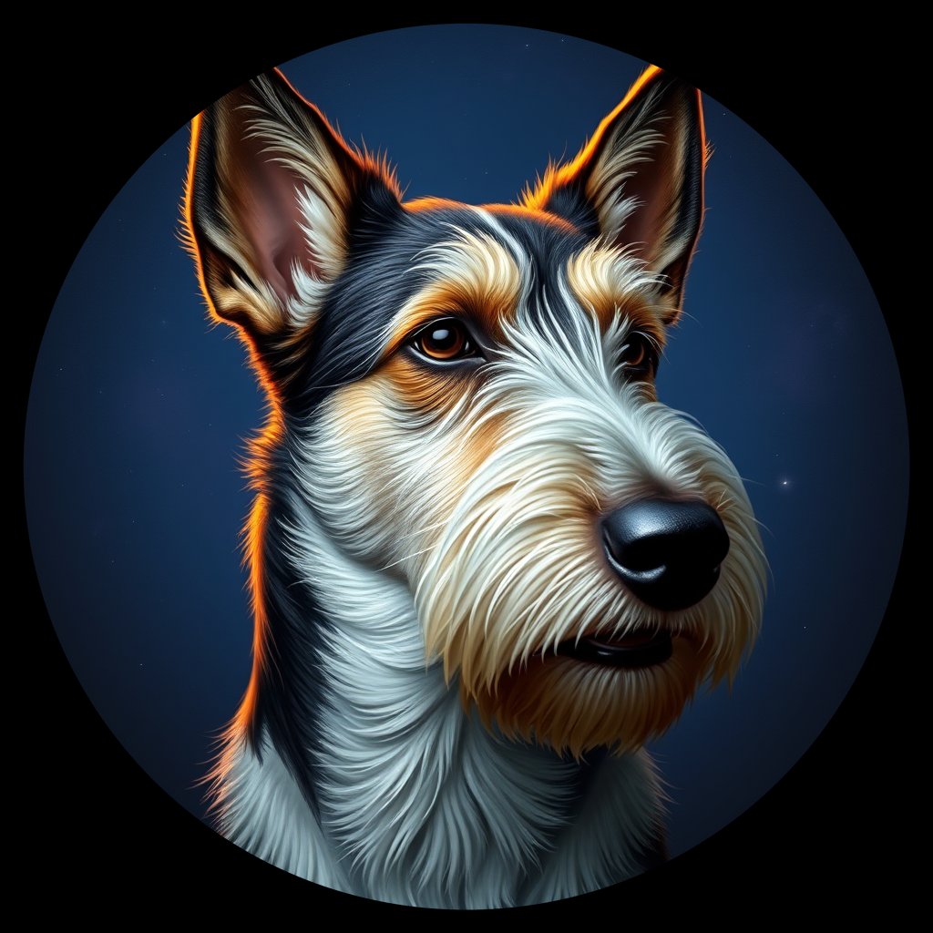 Cosmic medallion portrait of POL_POL_15PL, a Polish Lowland Sheepdog