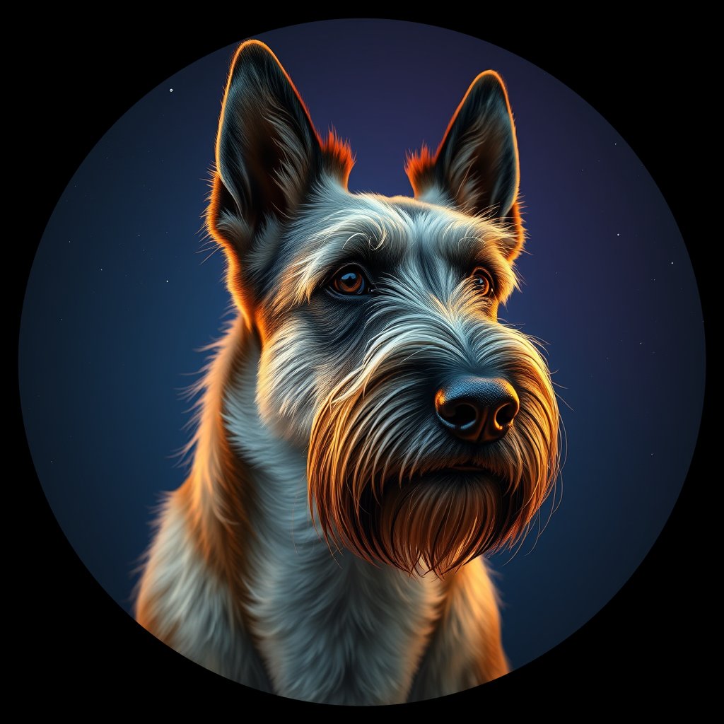 Cosmic medallion portrait of POL_POL_16PL, a Polish Lowland Sheepdog