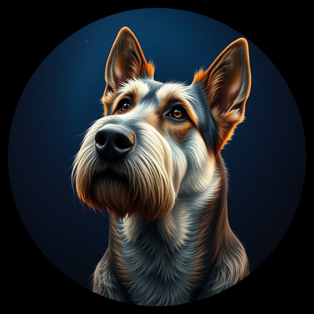 Cosmic medallion portrait of POL_POL_17PL, a Polish Lowland Sheepdog