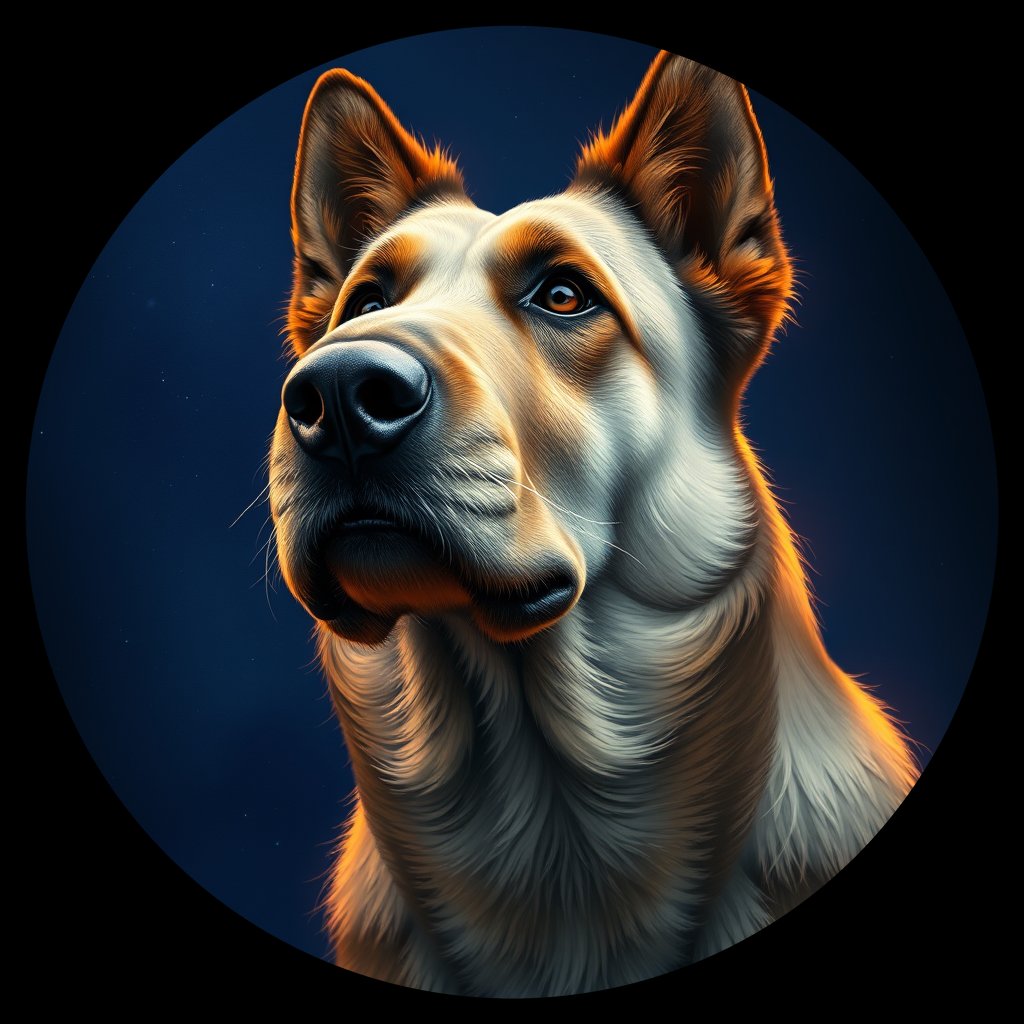 Cosmic medallion portrait of POL_POL_20PL, a Polish Lowland Sheepdog