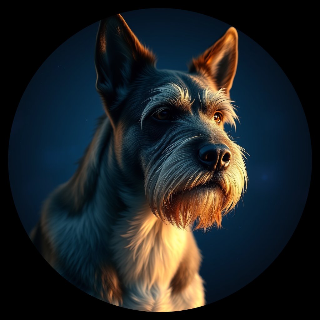 Cosmic medallion portrait of POL_POL_21PL, a Polish Lowland Sheepdog