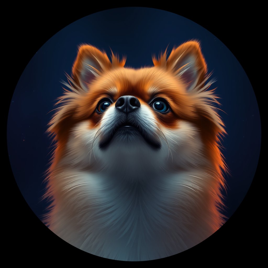 Cosmic medallion portrait of POM_POM_006410, a Pomeranian