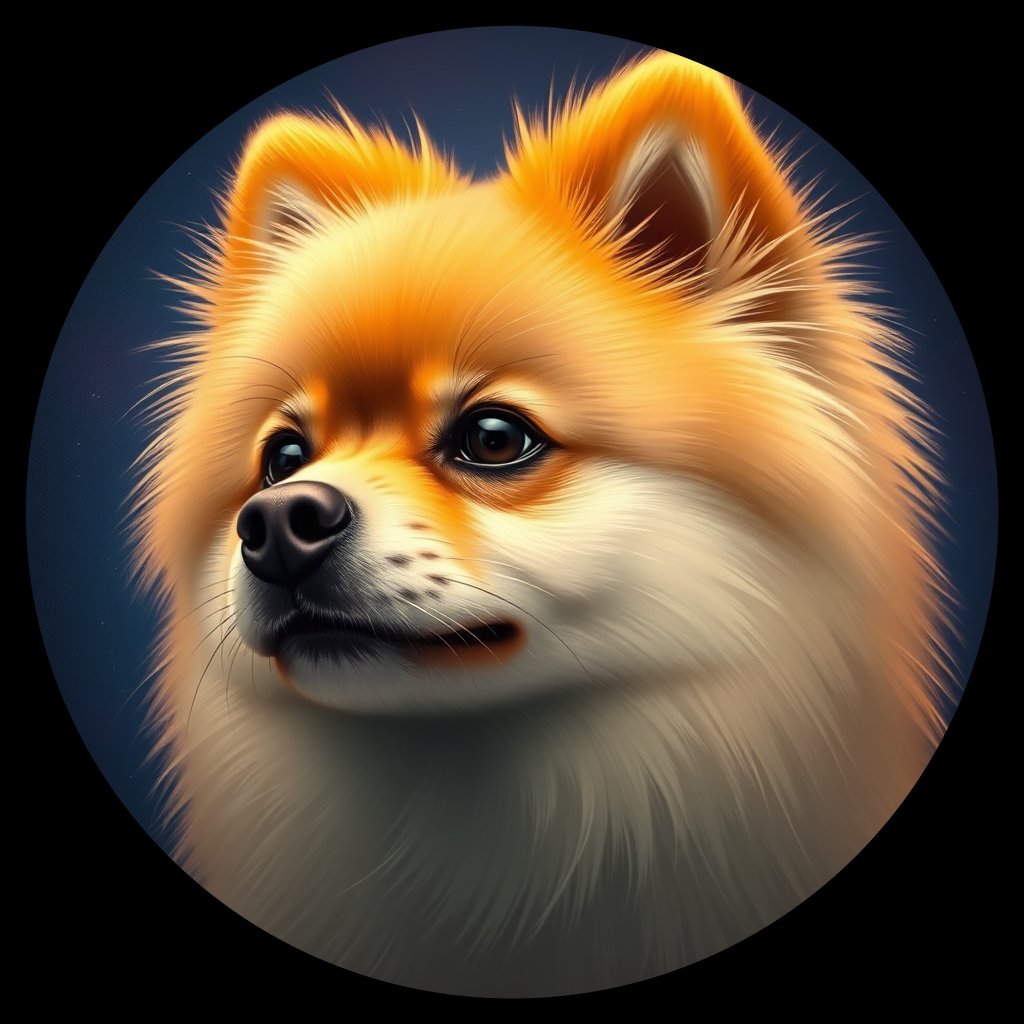 Cosmic medallion portrait of POM_POM_006433, a Pomeranian