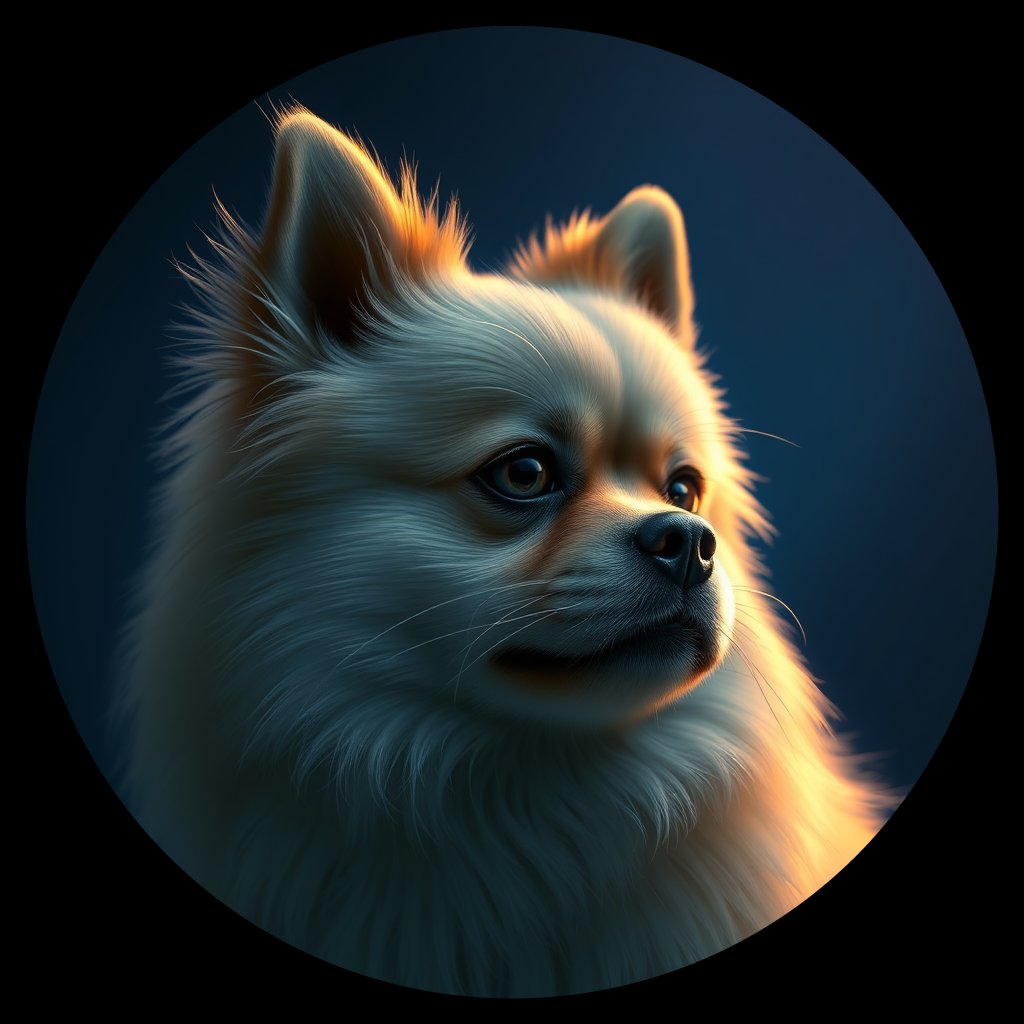 Cosmic medallion portrait of POM_POM_008522, a Pomeranian
