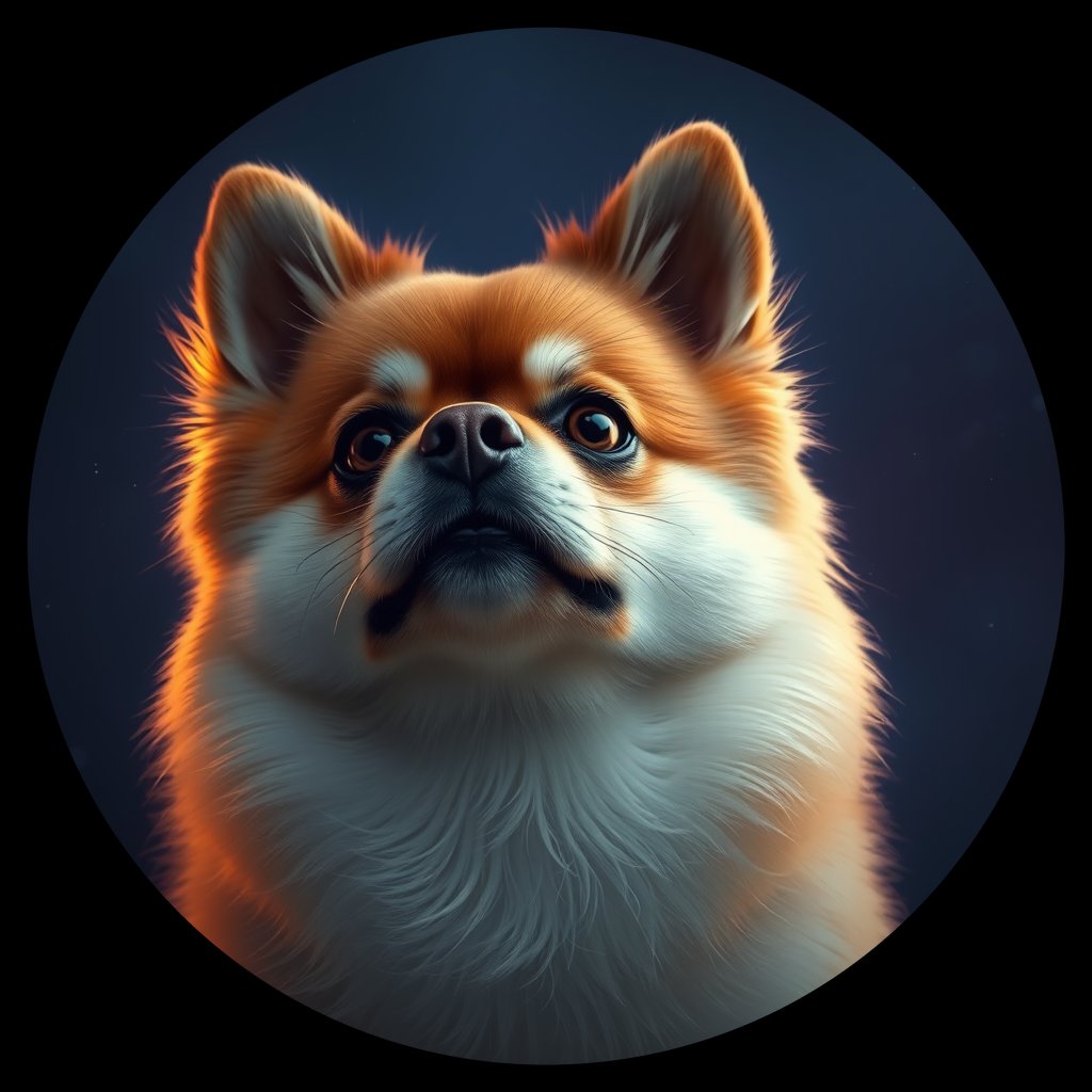 Cosmic medallion portrait of POM_POM_012763, a Pomeranian