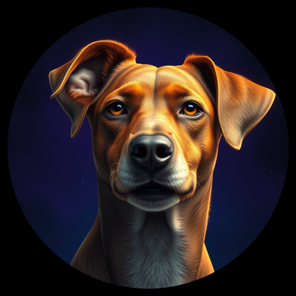 Cosmic medallion portrait of PR5_PR5, a Village Dog Puerto Rico
