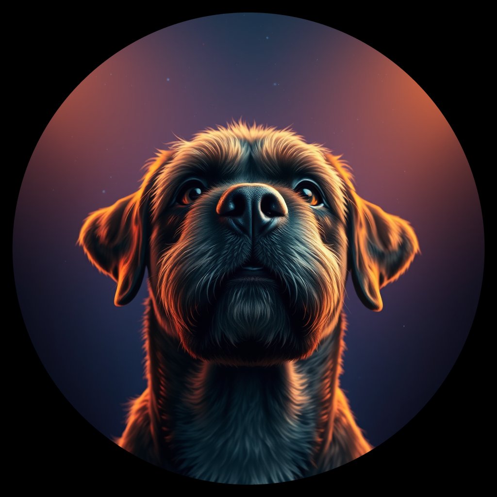 Cosmic medallion portrait of PTWD_PTWD_05838, a Portuguese Water Dog