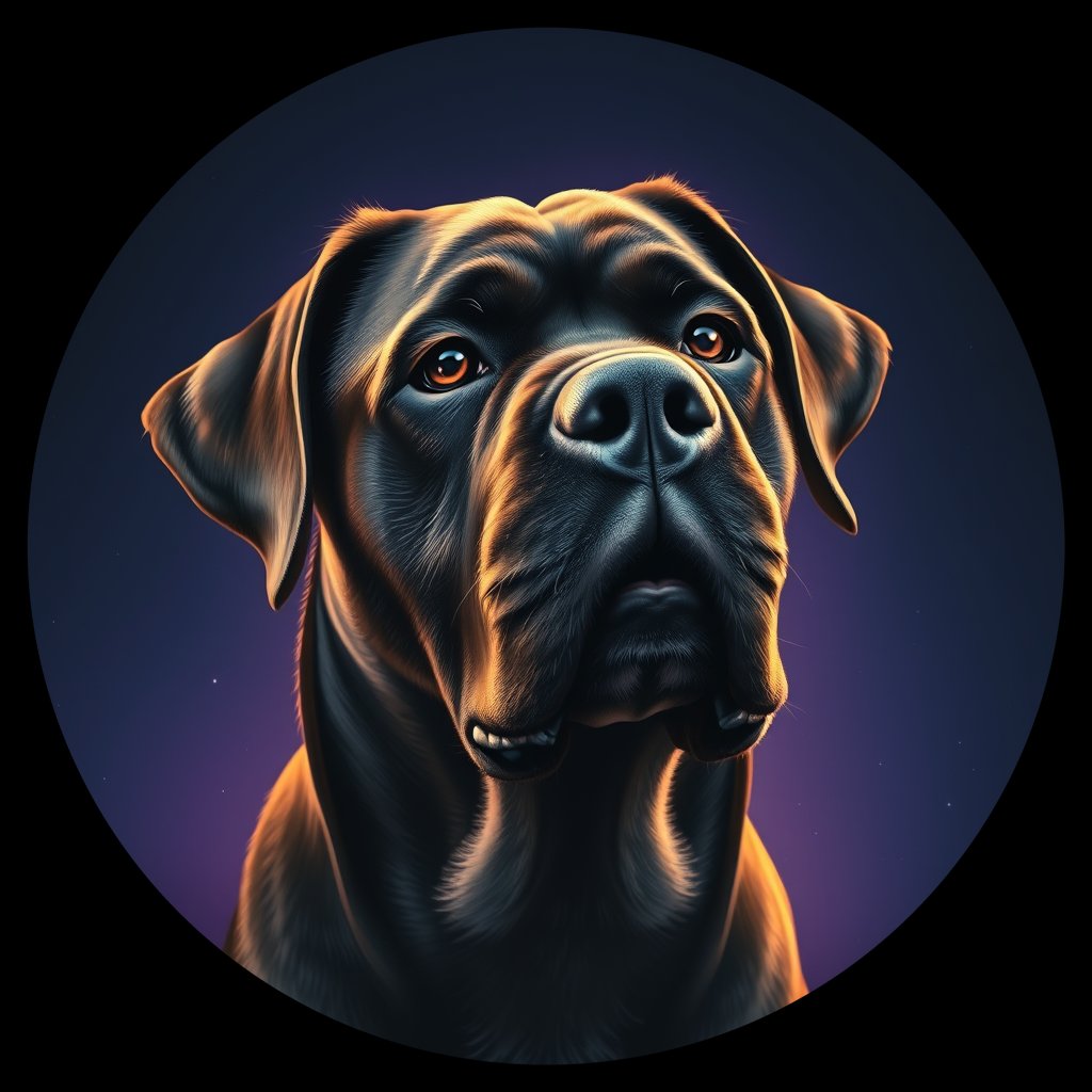 Cosmic medallion portrait of PTWD_PTWD_05862, a Portuguese Water Dog