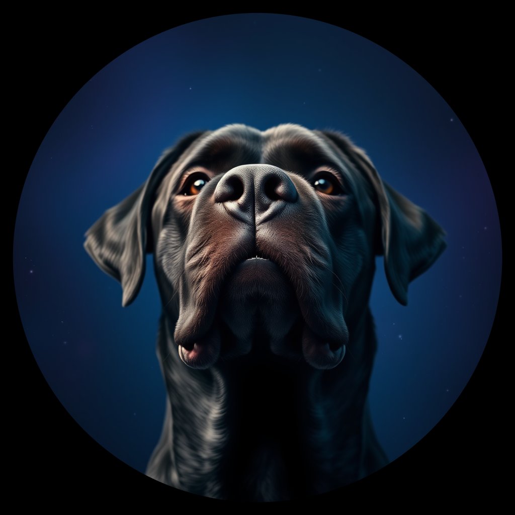 Cosmic medallion portrait of PTWD_PTWD_06145, a Portuguese Water Dog