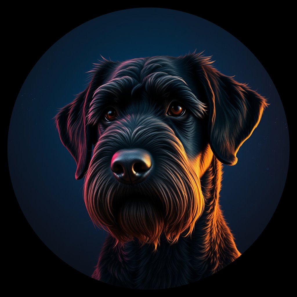 Cosmic medallion portrait of PTWD_PTWD_27192, a Portuguese Water Dog