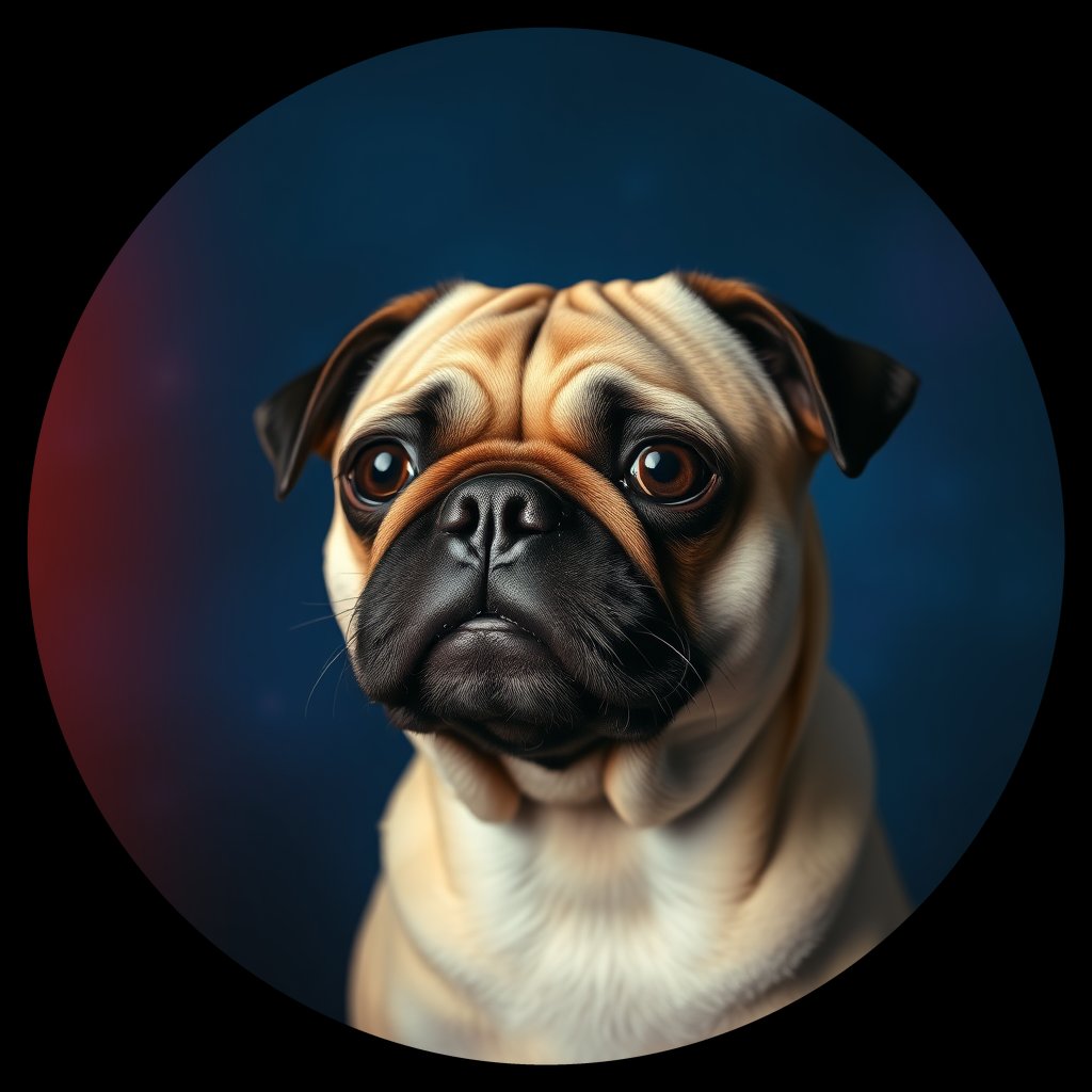 Cosmic medallion portrait of PUG_32194_PUG_32194, a Pug