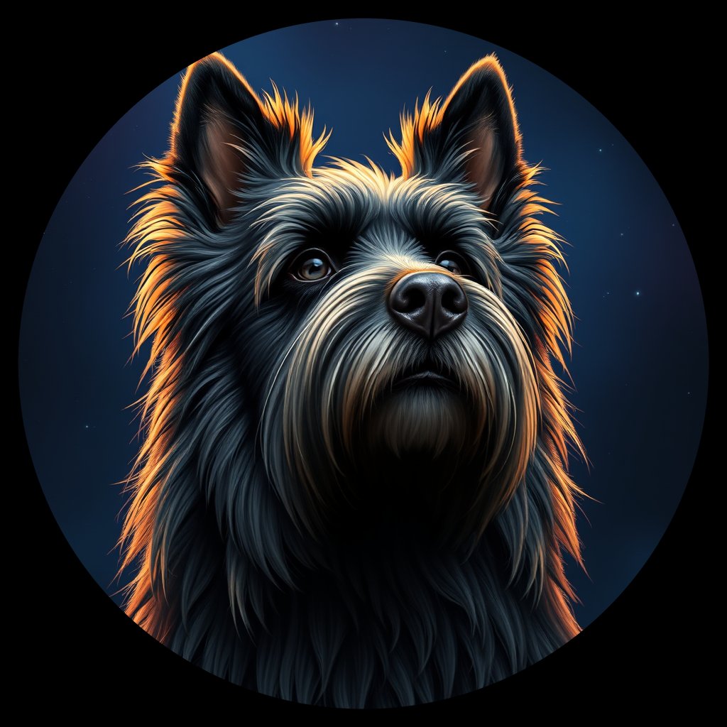 Cosmic medallion portrait of PULI_PULI_14E05, a Puli