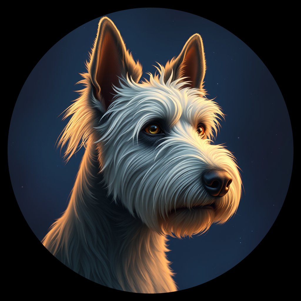 Cosmic medallion portrait of PULI_PULI_14F06, a Puli