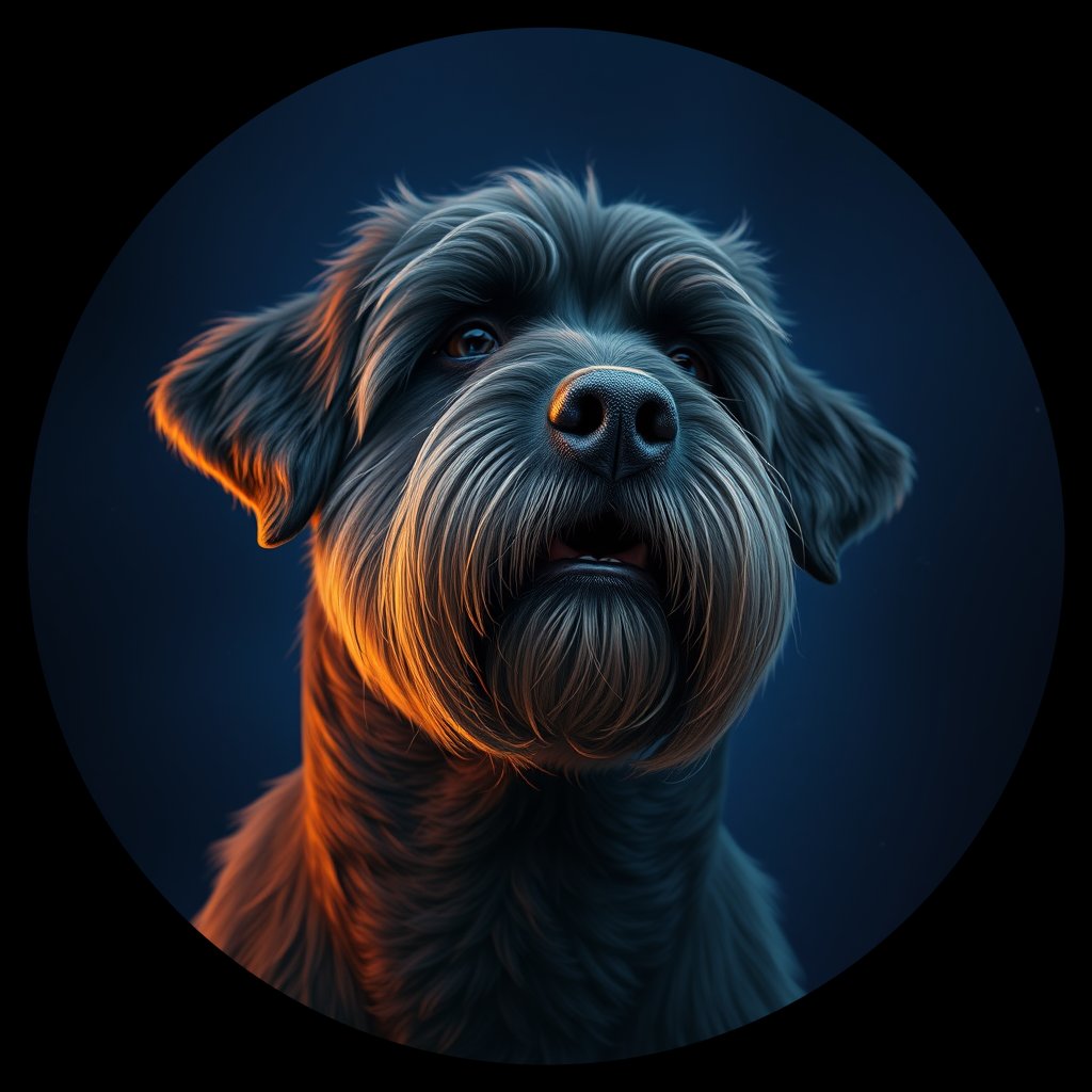 Cosmic medallion portrait of PULI_PULI_27129, a Puli