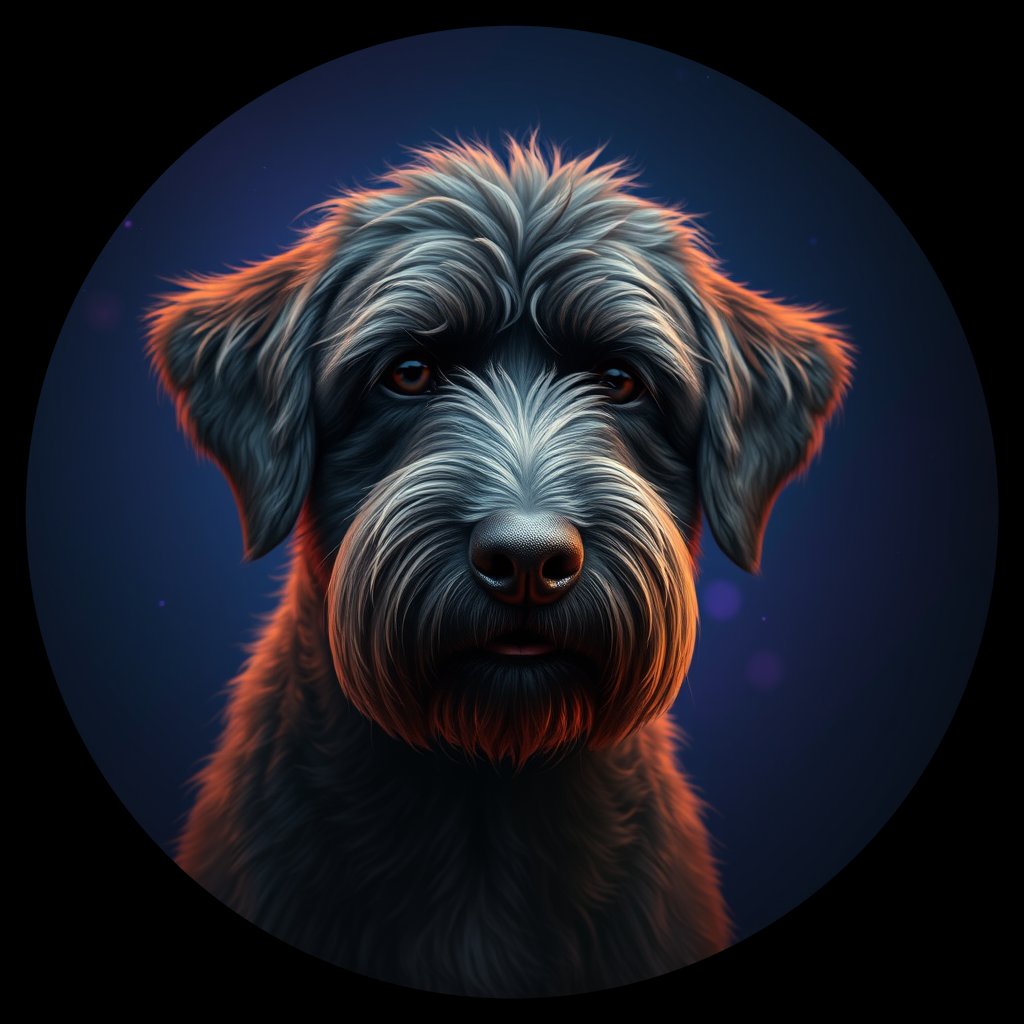 Cosmic medallion portrait of PULI_PULI_27429, a Puli